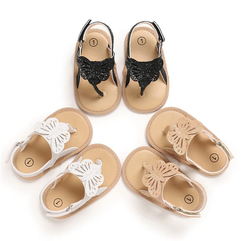 COSANKIM Infant Baby Girls Summer Sandals with Flower Soft Sole Newborn Toddler First Walker Crib Dress Shoesï¼ˆ6-12 months infant, 11 Silverï¼‰ - Image 3